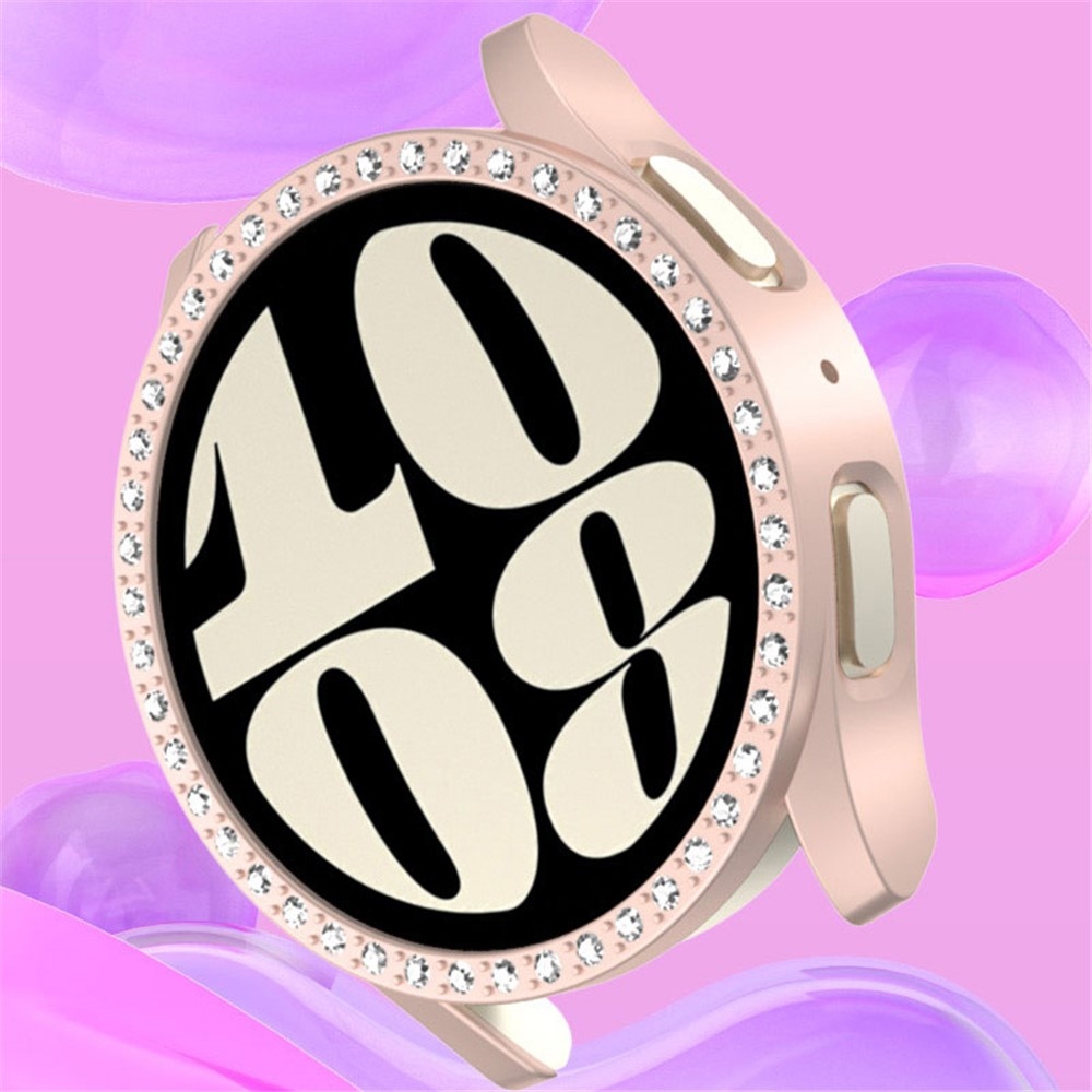 Decory plastové nasazovací pouzdro s kamínky na Samsung Galaxy Watch7 40mm - růžové