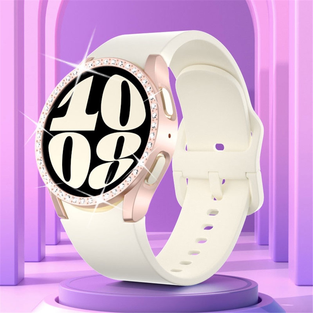 Decory plastové nasazovací pouzdro s kamínky na Samsung Galaxy Watch7 40mm - růžové