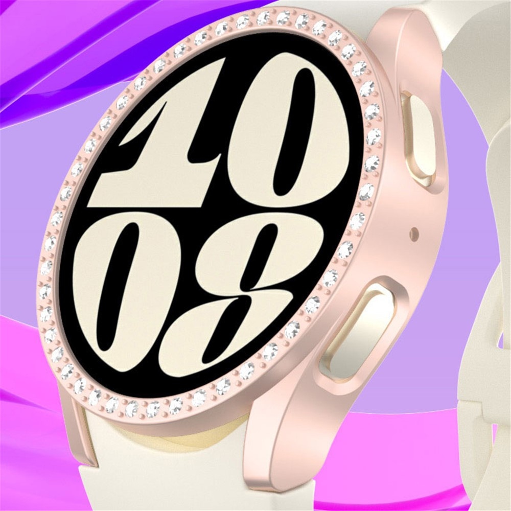Decory plastové nasazovací pouzdro s kamínky na Samsung Galaxy Watch7 40mm - růžové