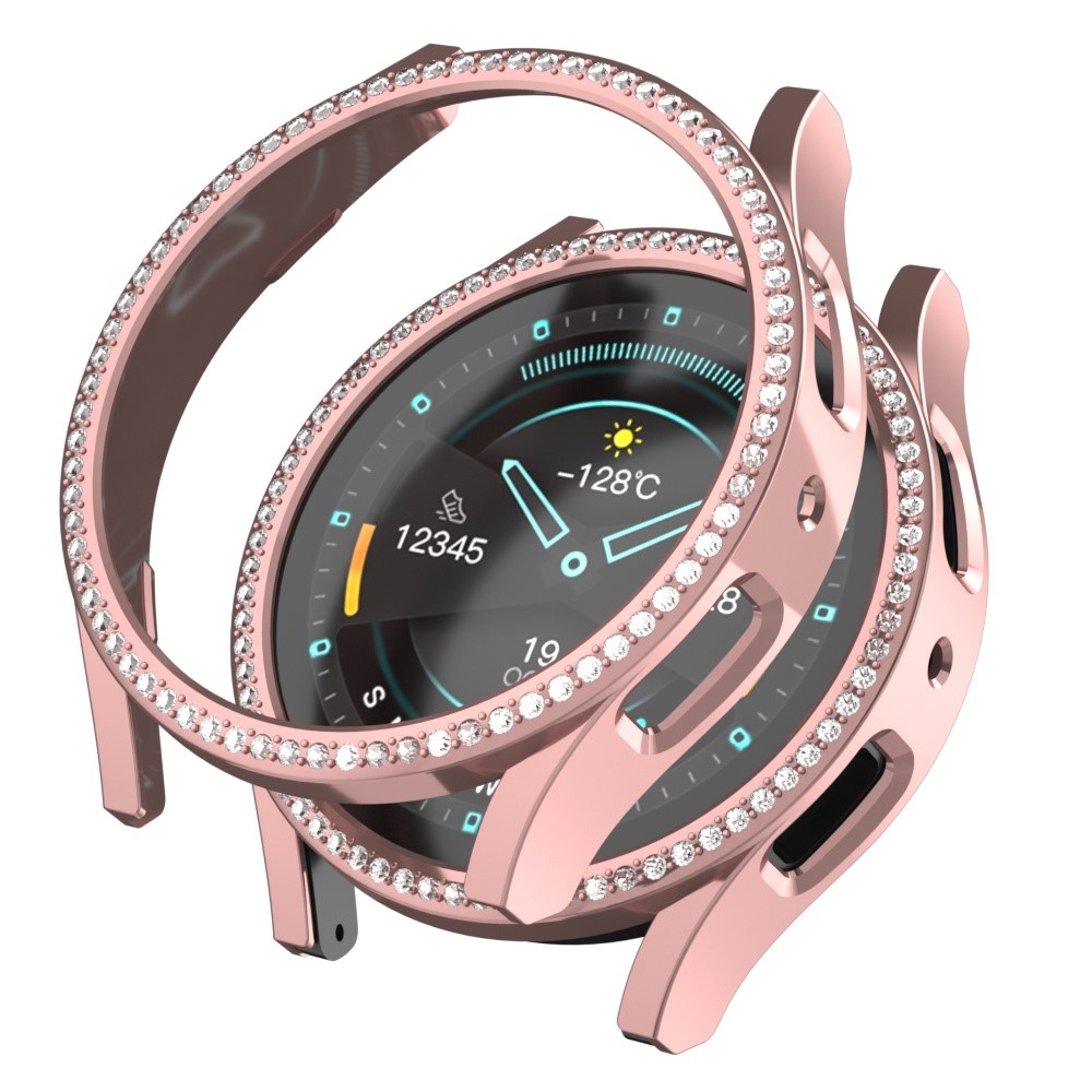 Decory plastové nasazovací pouzdro s kamínky na Samsung Galaxy Watch7 44mm - růžové