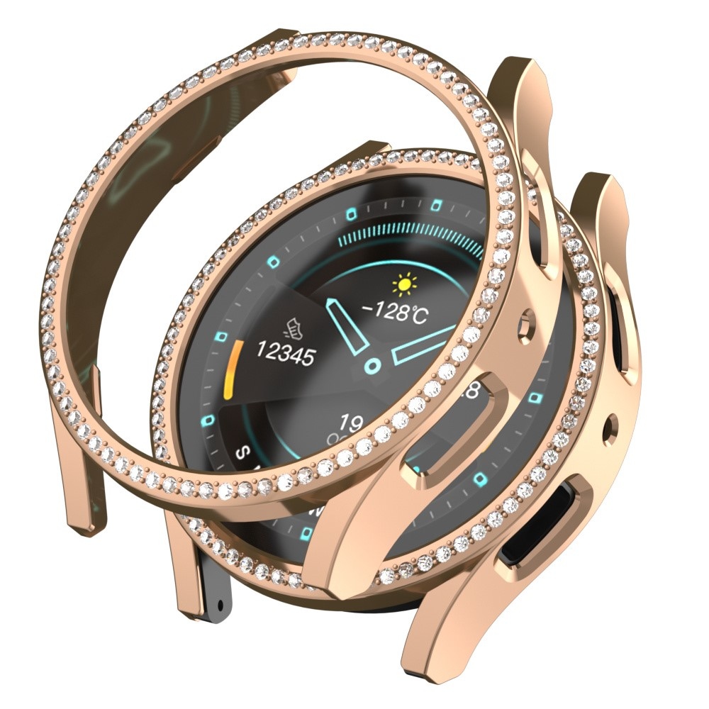 Decory plastové nasazovací pouzdro s kamínky na Samsung Galaxy Watch7 44mm - růžovozlaté