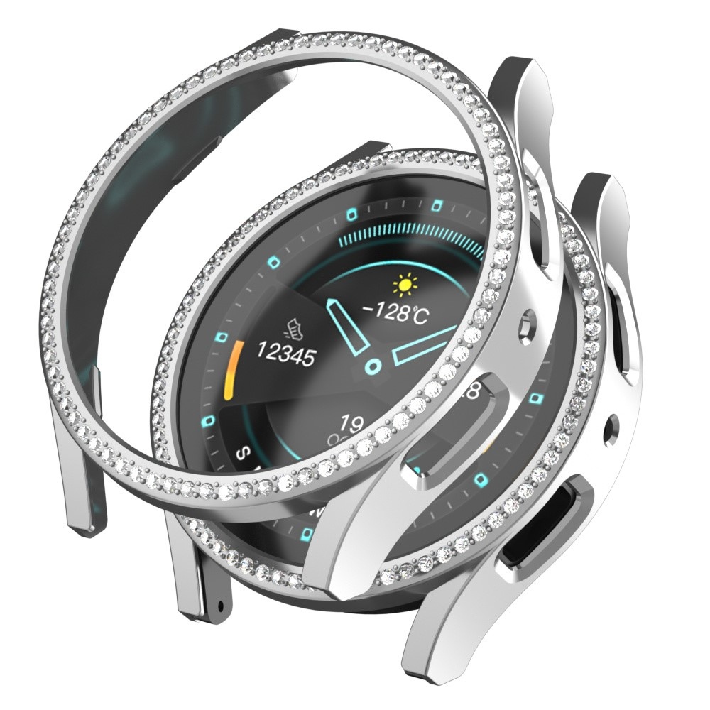 Decory plastové nasazovací pouzdro s kamínky na Samsung Galaxy Watch7 44mm - stříbrné