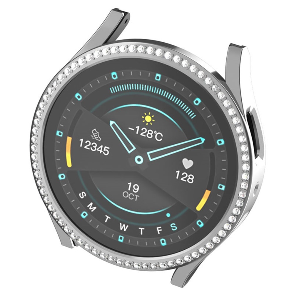 Decory plastové nasazovací pouzdro s kamínky na Samsung Galaxy Watch7 44mm - stříbrné