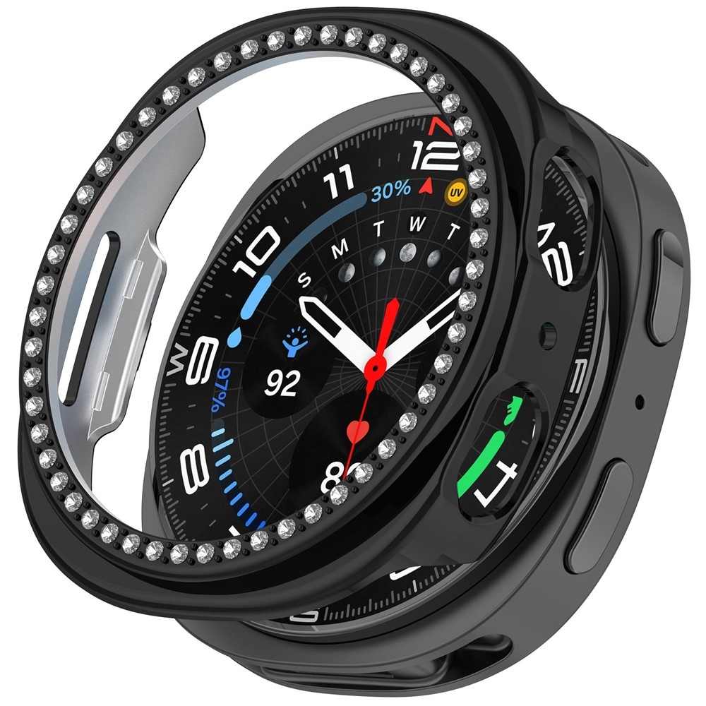 Decory plastové nasazovací pouzdro s kamínky na Samsung Galaxy Watch8 40mm - černé