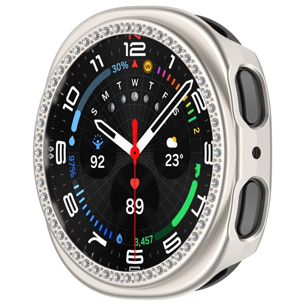 Decory plastové nasazovací pouzdro s kamínky na Samsung Galaxy Watch9 40mm - béžové