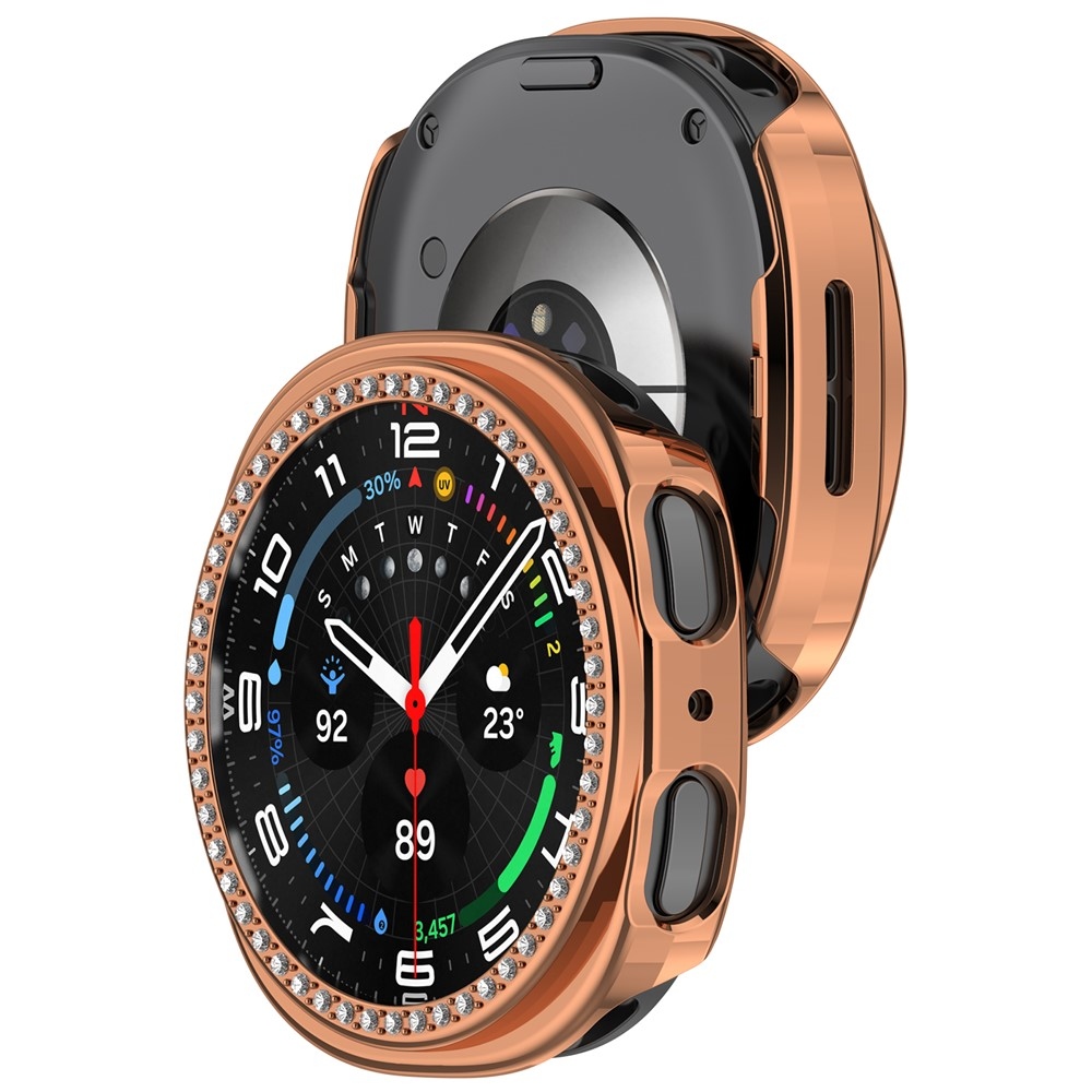 Decory plastové nasazovací pouzdro s kamínky na Samsung Galaxy Watch9 40mm - růžovozlaté