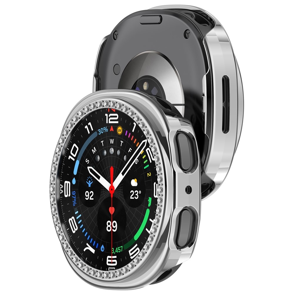 Decory plastové nasazovací pouzdro s kamínky na Samsung Galaxy Watch9 40mm - stříbrné