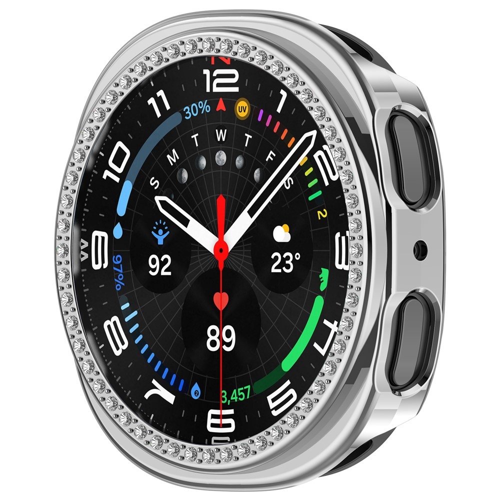 Decory plastové nasazovací pouzdro s kamínky na Samsung Galaxy Watch9 40mm - stříbrné