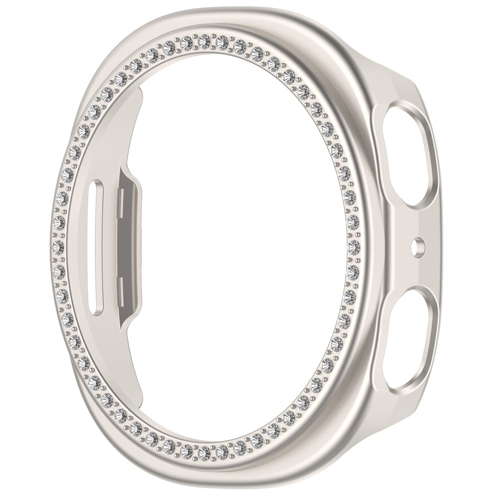 Decory plastové nasazovací pouzdro s kamínky na Samsung Galaxy Watch9 44mm - béžové