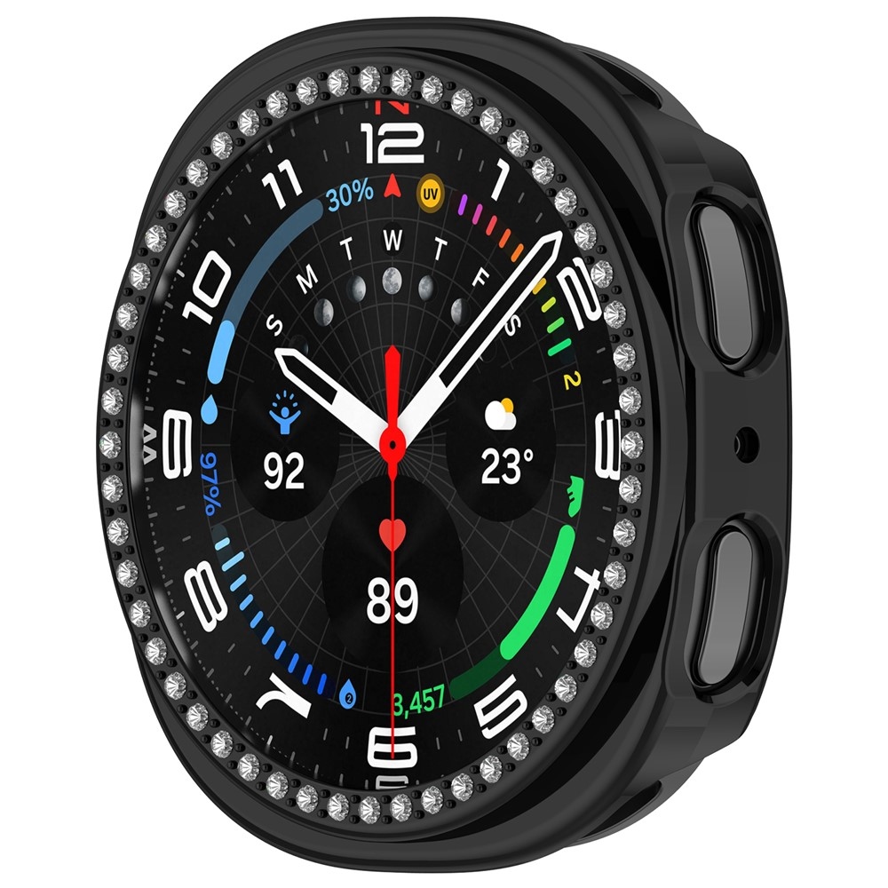 Decory plastové nasazovací pouzdro s kamínky na Samsung Galaxy Watch9 44mm - černé
