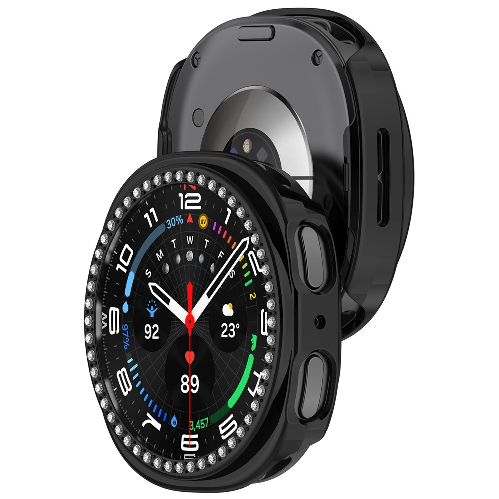 Decory plastové nasazovací pouzdro s kamínky na Samsung Galaxy Watch9 44mm - černé