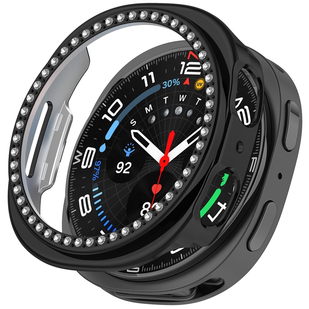 Decory plastové nasazovací pouzdro s kamínky na Samsung Galaxy Watch9 44mm - černé