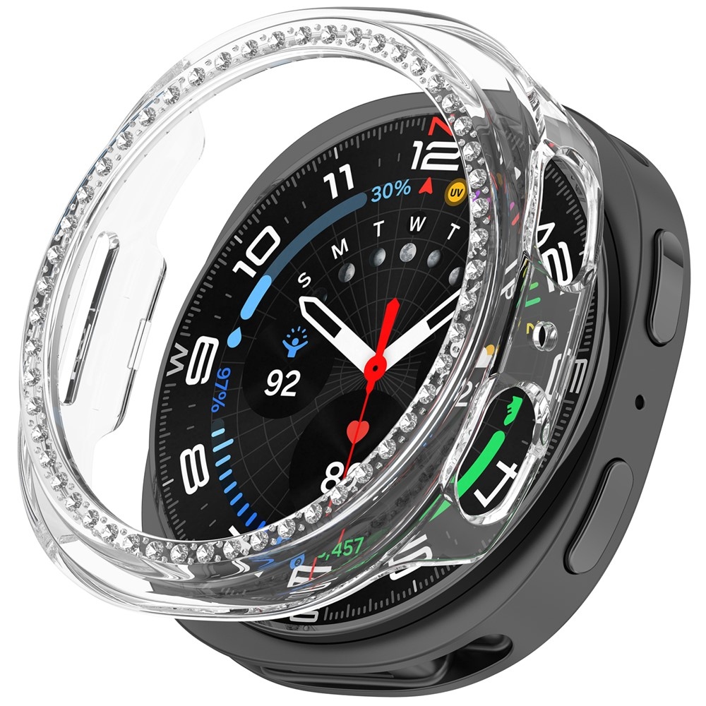 Decory plastové nasazovací pouzdro s kamínky na Samsung Galaxy Watch9 44mm - průhledné