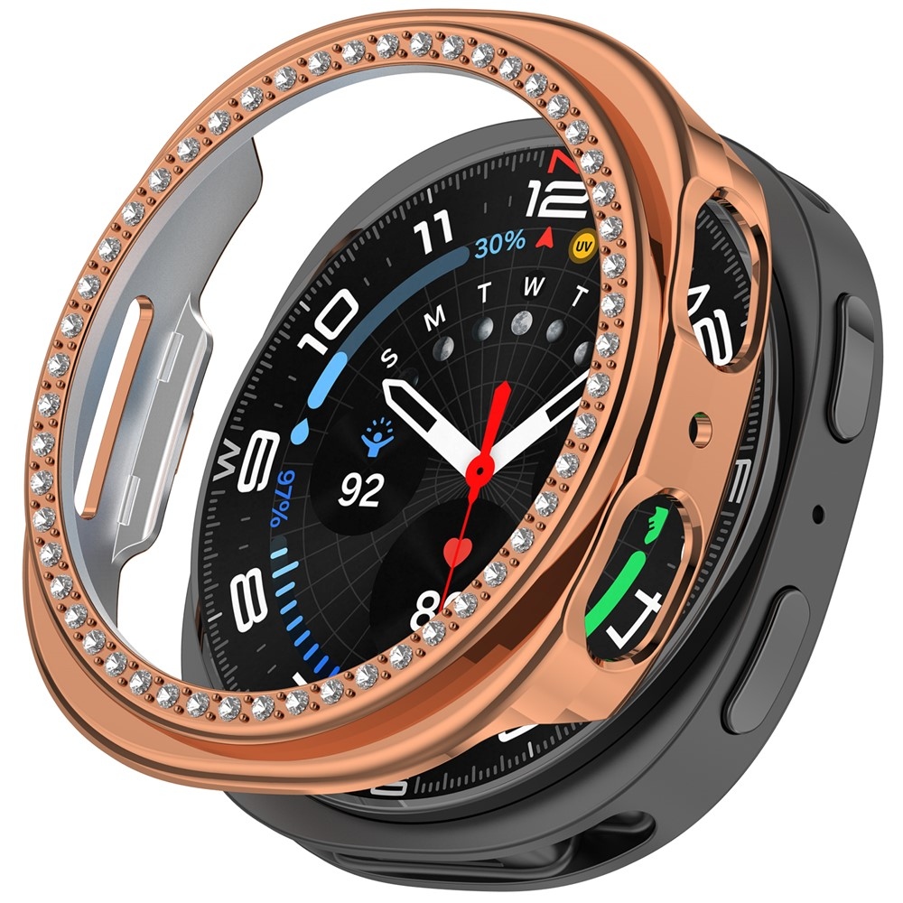 Decory plastové nasazovací pouzdro s kamínky na Samsung Galaxy Watch9 44mm - růžovozlaté