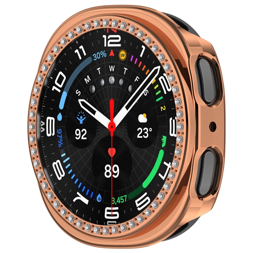 Decory plastové nasazovací pouzdro s kamínky na Samsung Galaxy Watch9 44mm - růžovozlaté