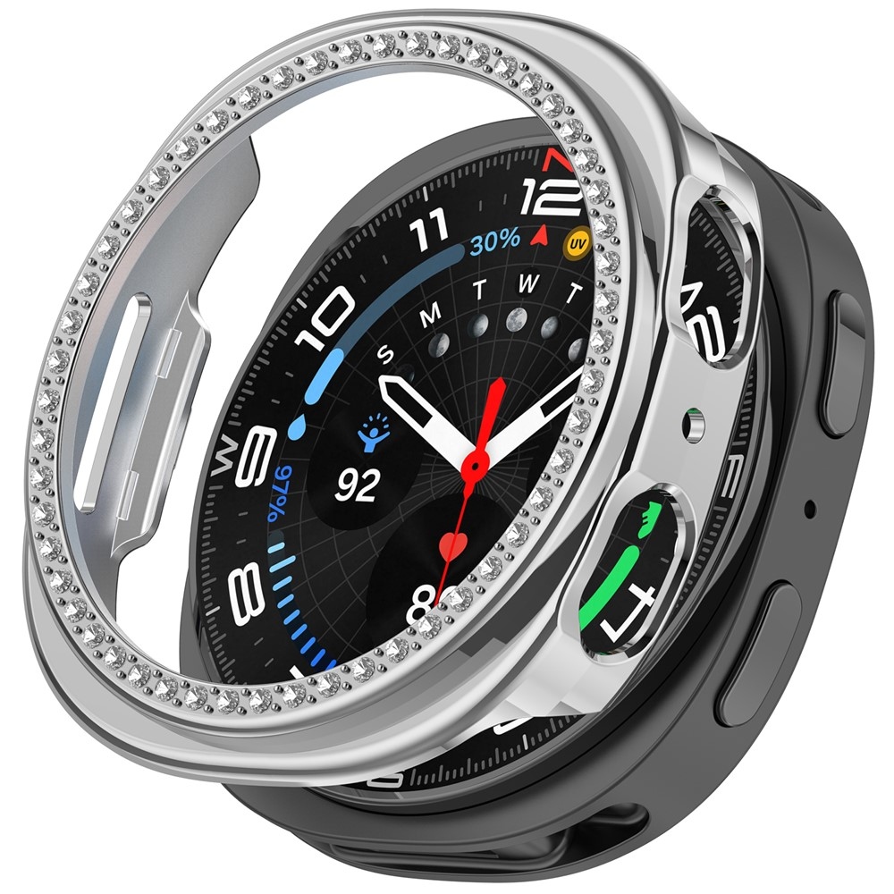 Decory plastové nasazovací pouzdro s kamínky na Samsung Galaxy Watch9 44mm - stříbrné