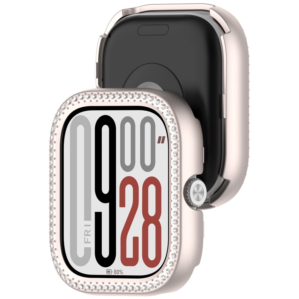 Decory plastové nasazovací pouzdro s kamínky na Xiaomi Redmi Watch 5 - béžové