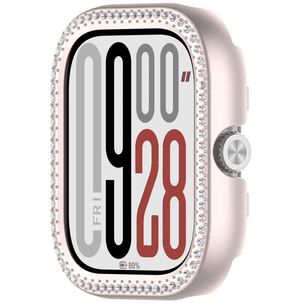 Decory plastové nasazovací pouzdro s kamínky na Xiaomi Redmi Watch 5 - béžové