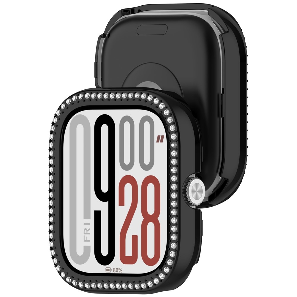 Decory plastové nasazovací pouzdro s kamínky na Xiaomi Redmi Watch 5 - černé