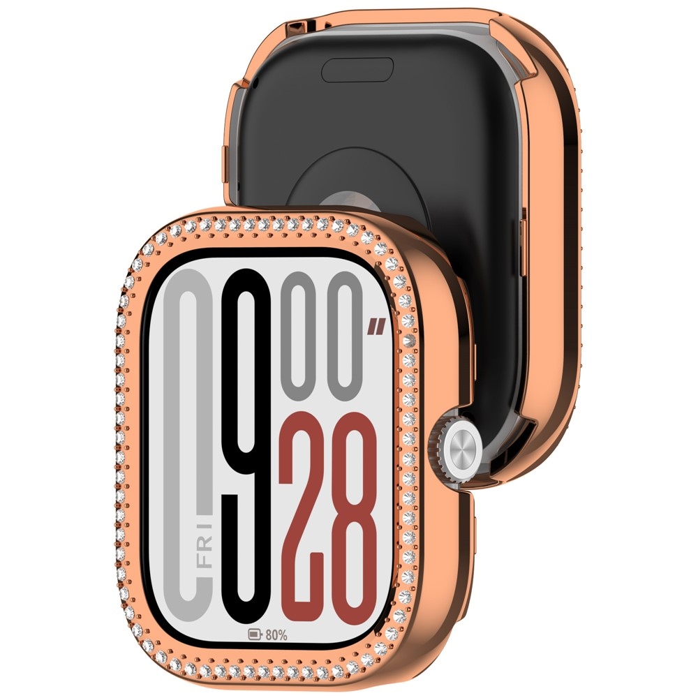 Decory plastové nasazovací pouzdro s kamínky na Xiaomi Redmi Watch 5 - růžovozlaté