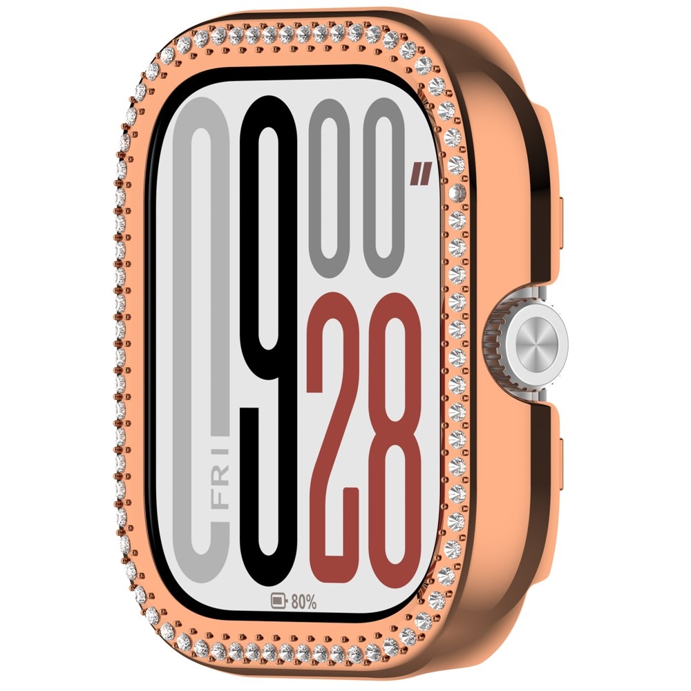 Decory plastové nasazovací pouzdro s kamínky na Xiaomi Redmi Watch 5 - růžovozlaté