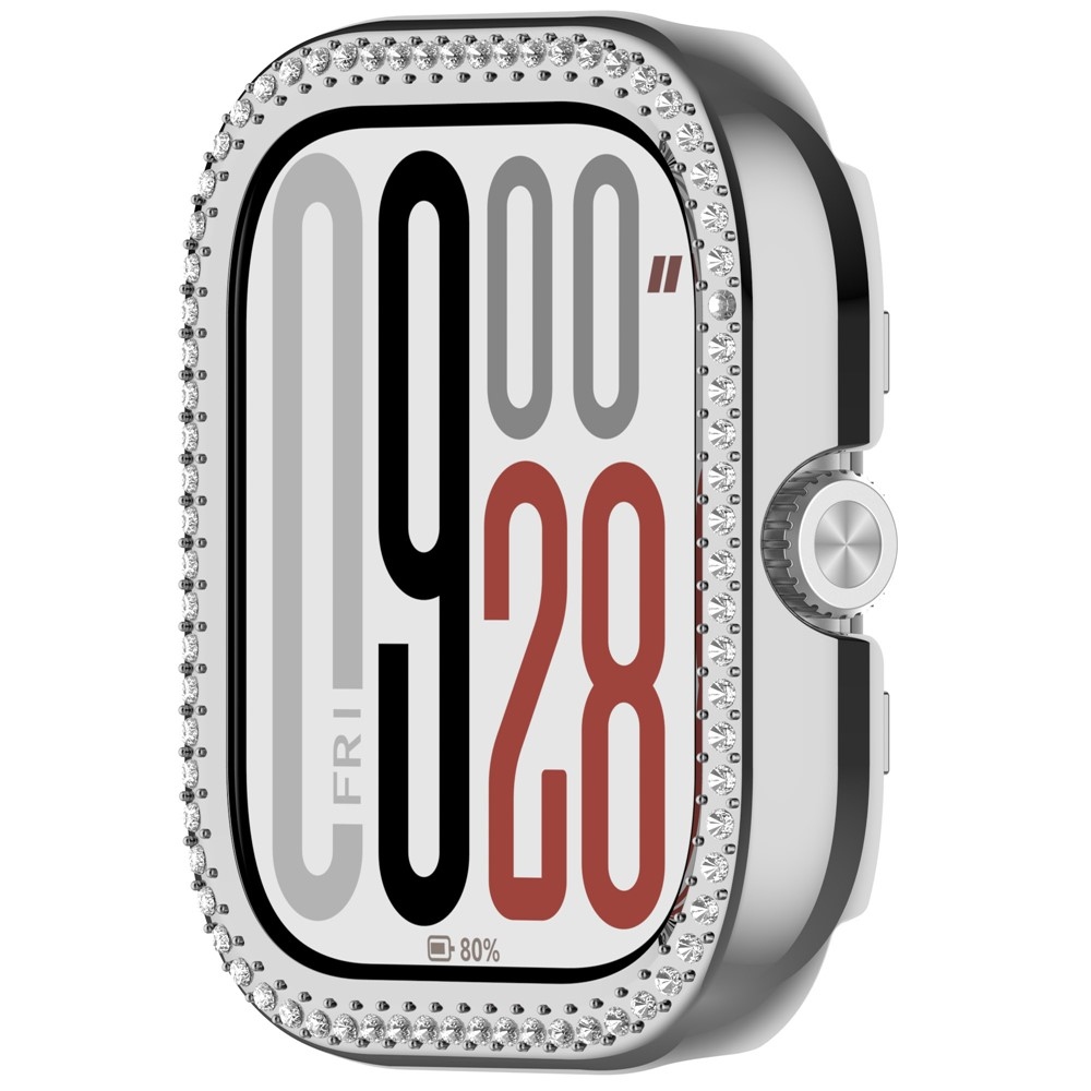 Decory plastové nasazovací pouzdro s kamínky na Xiaomi Redmi Watch 5 - stříbrné