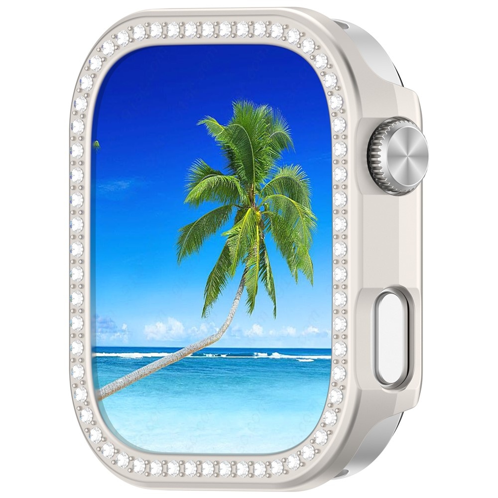 Decory plastové nasazovací pouzdro s kamínky na Xiaomi Redmi Watch 6 - béžové