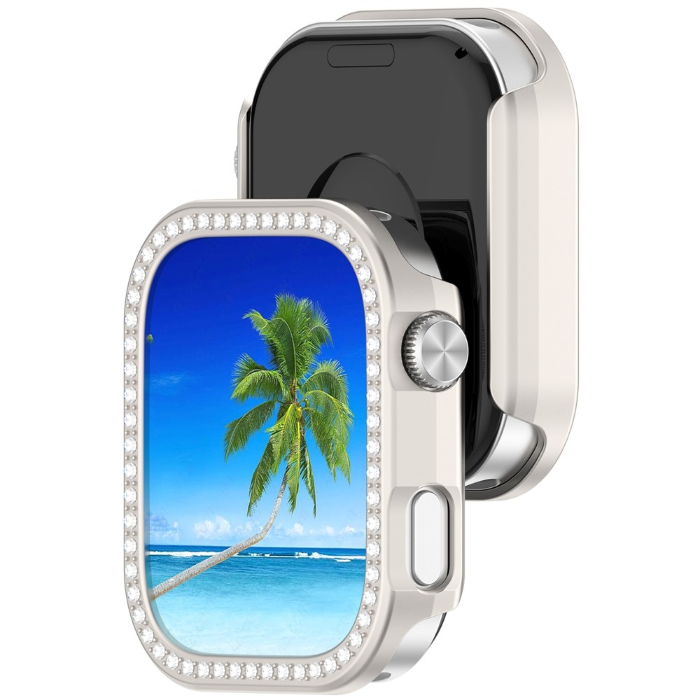 Decory plastové nasazovací pouzdro s kamínky na Xiaomi Redmi Watch 6 - béžové