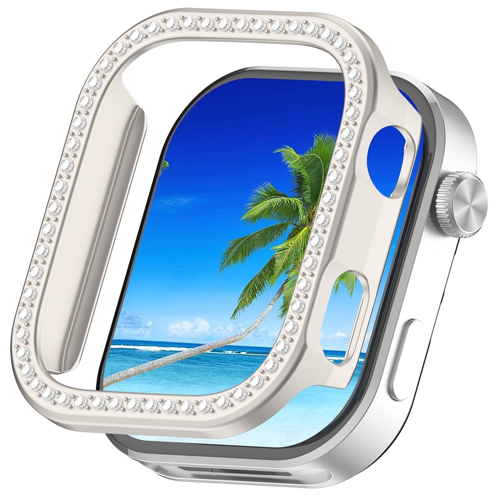 Decory plastové nasazovací pouzdro s kamínky na Xiaomi Redmi Watch 6 - béžové