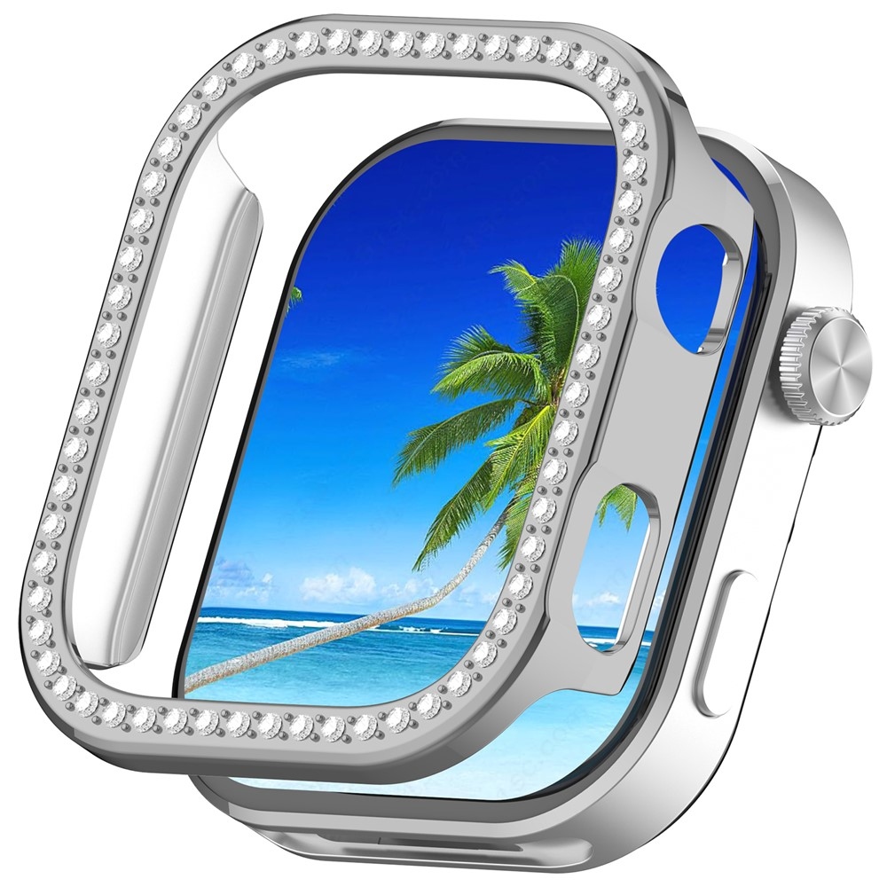 Decory plastové nasazovací pouzdro s kamínky na Xiaomi Redmi Watch 6 - stříbrné
