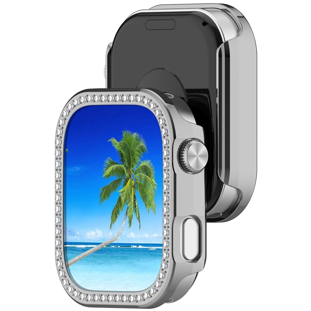 Decory plastové nasazovací pouzdro s kamínky na Xiaomi Redmi Watch 6 - stříbrné