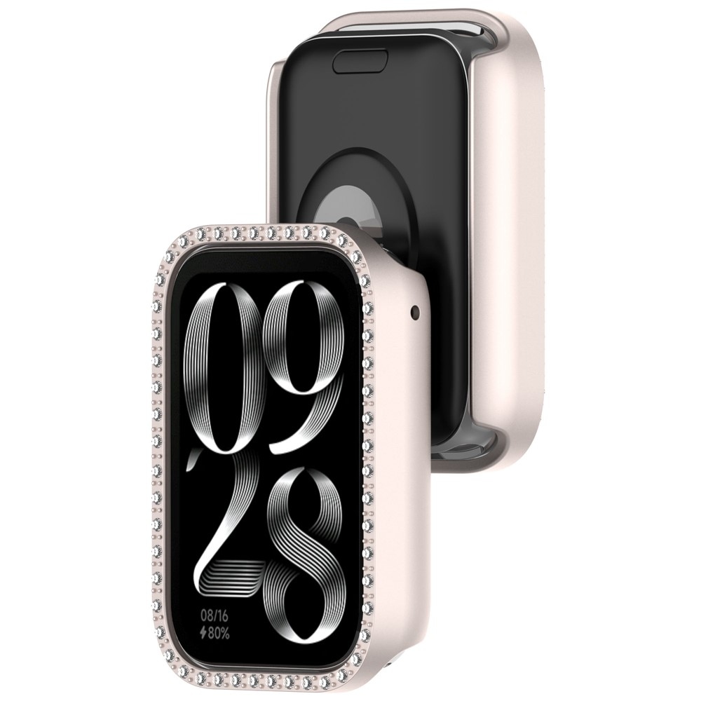 Decory plastové nasazovací pouzdro s kamínky na Xiaomi Smart Band 10 Pro - béžové