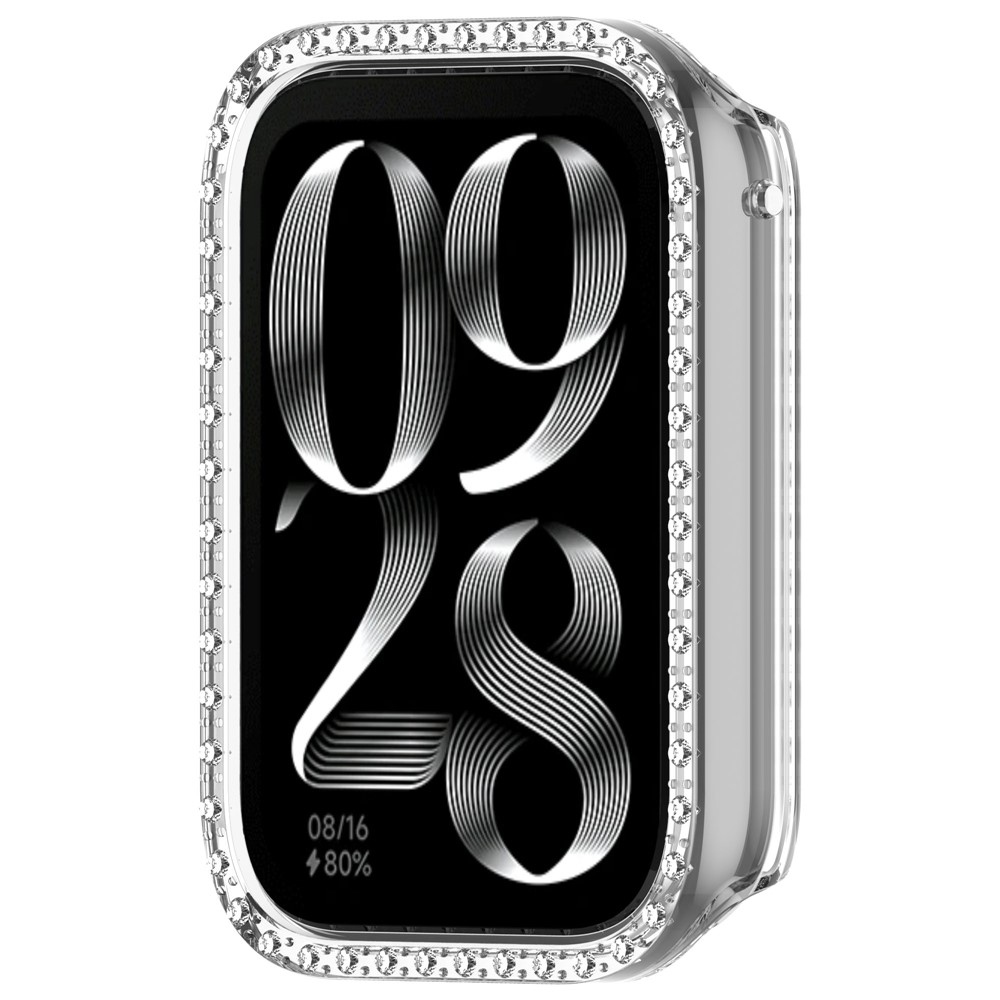 Decory plastové nasazovací pouzdro s kamínky na Xiaomi Smart Band 10 Pro - průhledné