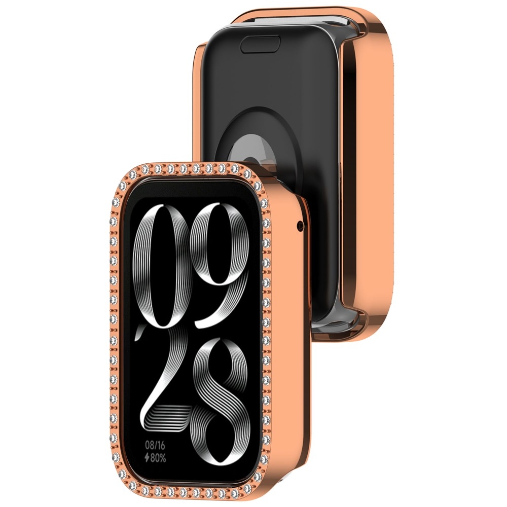 Decory plastové nasazovací pouzdro s kamínky na Xiaomi Smart Band 10 Pro - růžovozlaté
