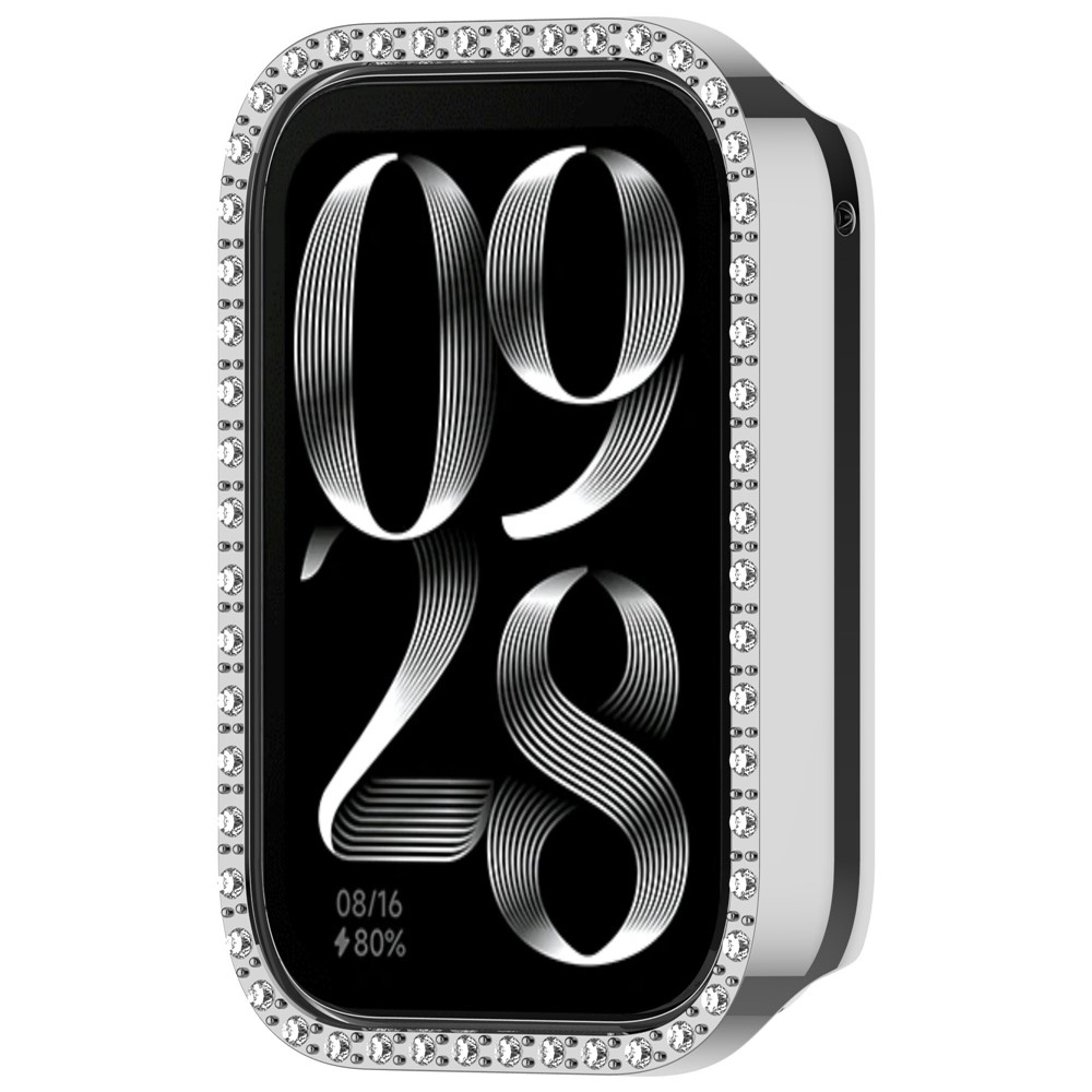 Decory plastové nasazovací pouzdro s kamínky na Xiaomi Smart Band 10 Pro - stříbrné