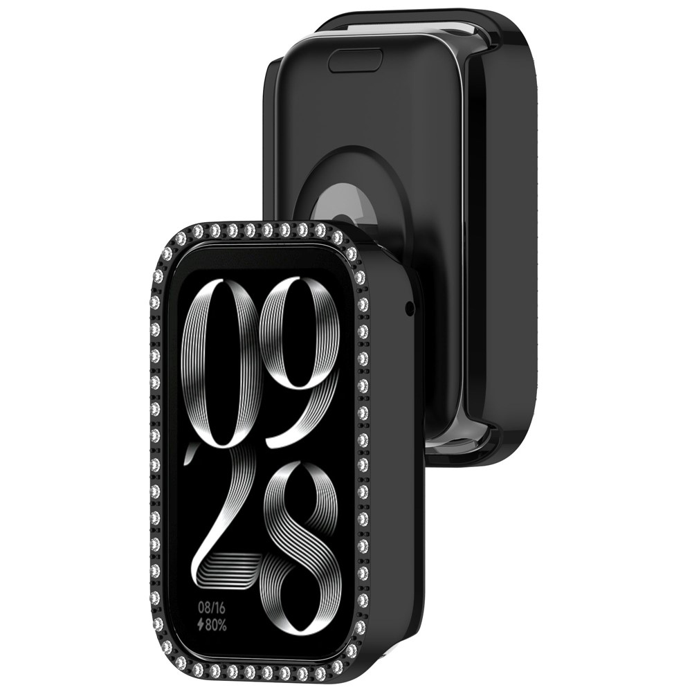 Decory plastové nasazovací pouzdro s kamínky na Xiaomi Smart Band 8 Pro - černé