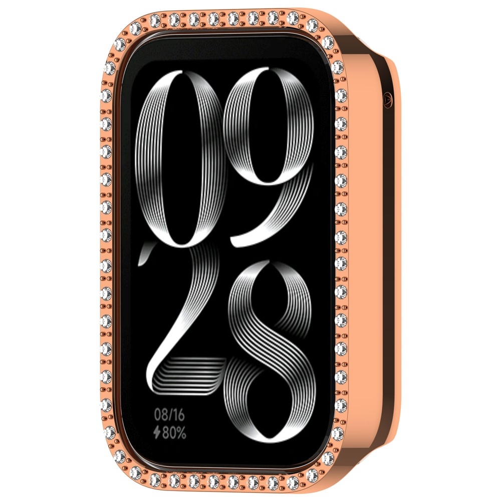 Decory plastové nasazovací pouzdro s kamínky na Xiaomi Smart Band 8 Pro - růžovozlaté