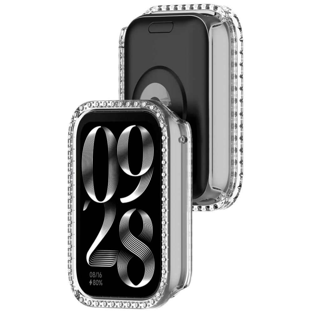 Decory plastové nasazovací pouzdro s kamínky na Xiaomi Smart Band 9 Pro - průhledné