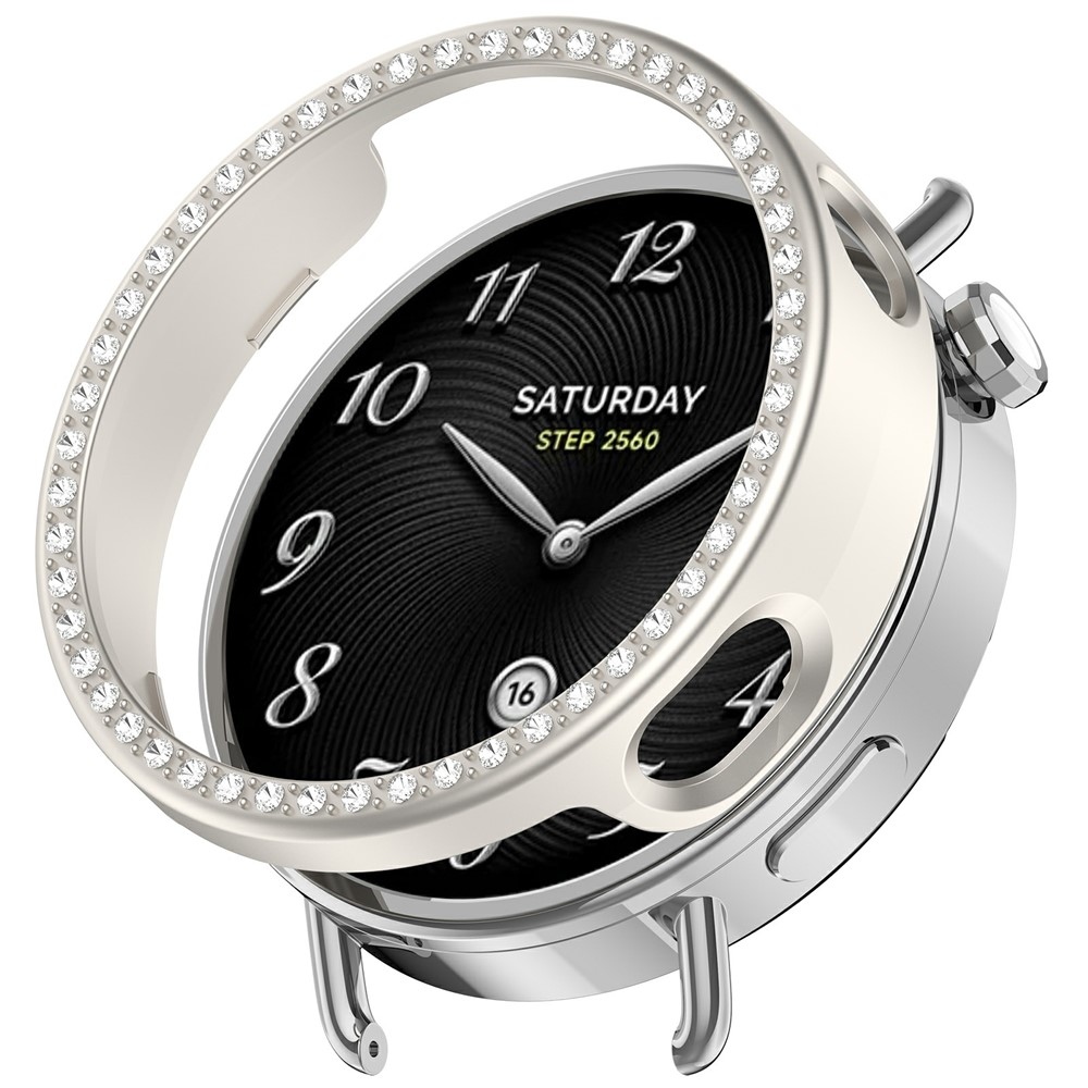 Decory plastové nasazovací pouzdro s kamínky na Xiaomi Watch S4 41mm - béžové