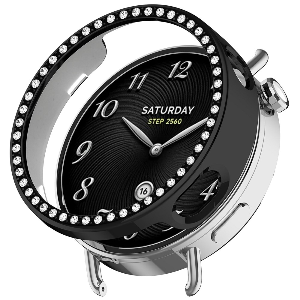 Decory plastové nasazovací pouzdro s kamínky na Xiaomi Watch S4 41mm - černé