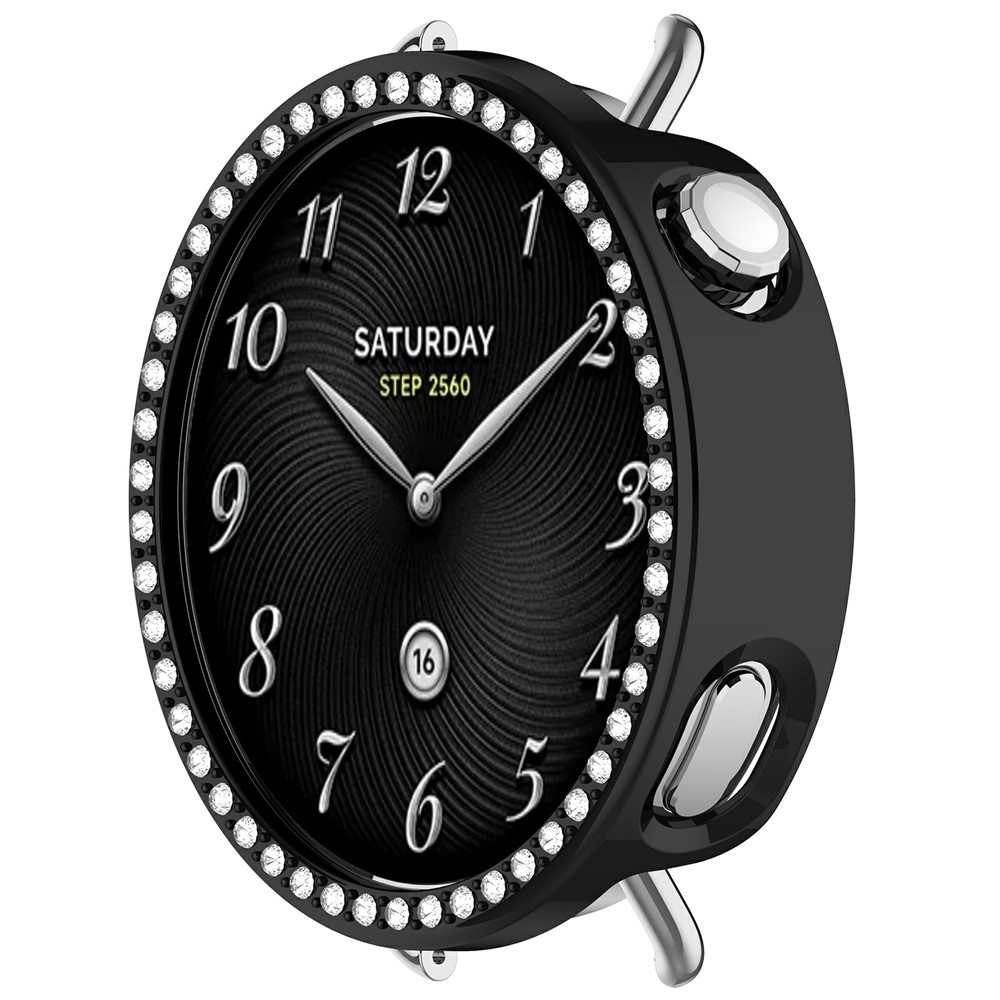 Decory plastové nasazovací pouzdro s kamínky na Xiaomi Watch S4 41mm - černé
