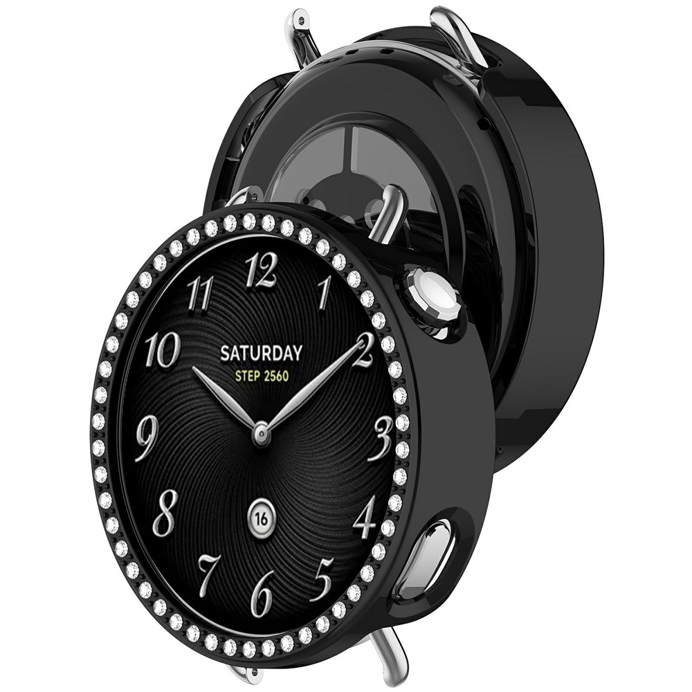 Decory plastové nasazovací pouzdro s kamínky na Xiaomi Watch S4 41mm - černé