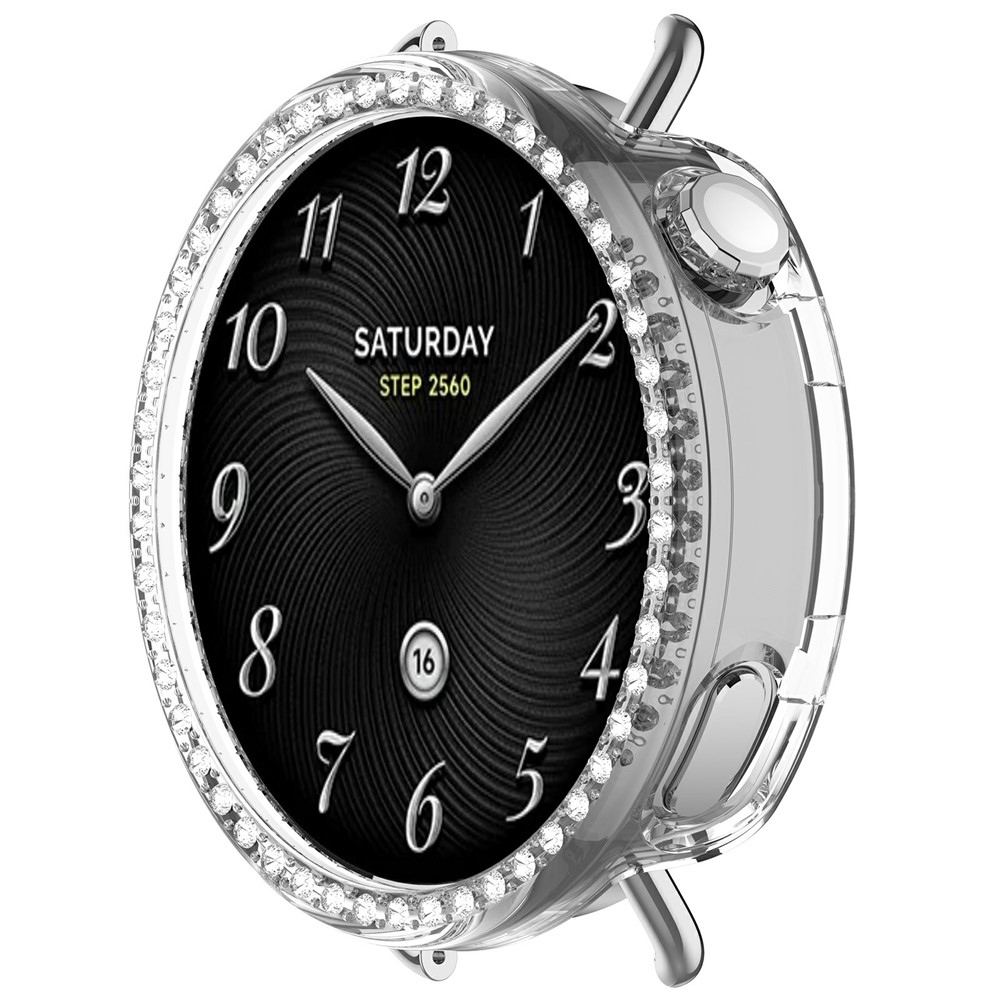 Decory plastové nasazovací pouzdro s kamínky na Xiaomi Watch S4 41mm - průhledné