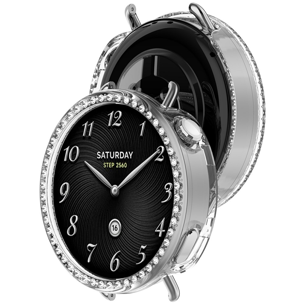 Decory plastové nasazovací pouzdro s kamínky na Xiaomi Watch S4 41mm - průhledné