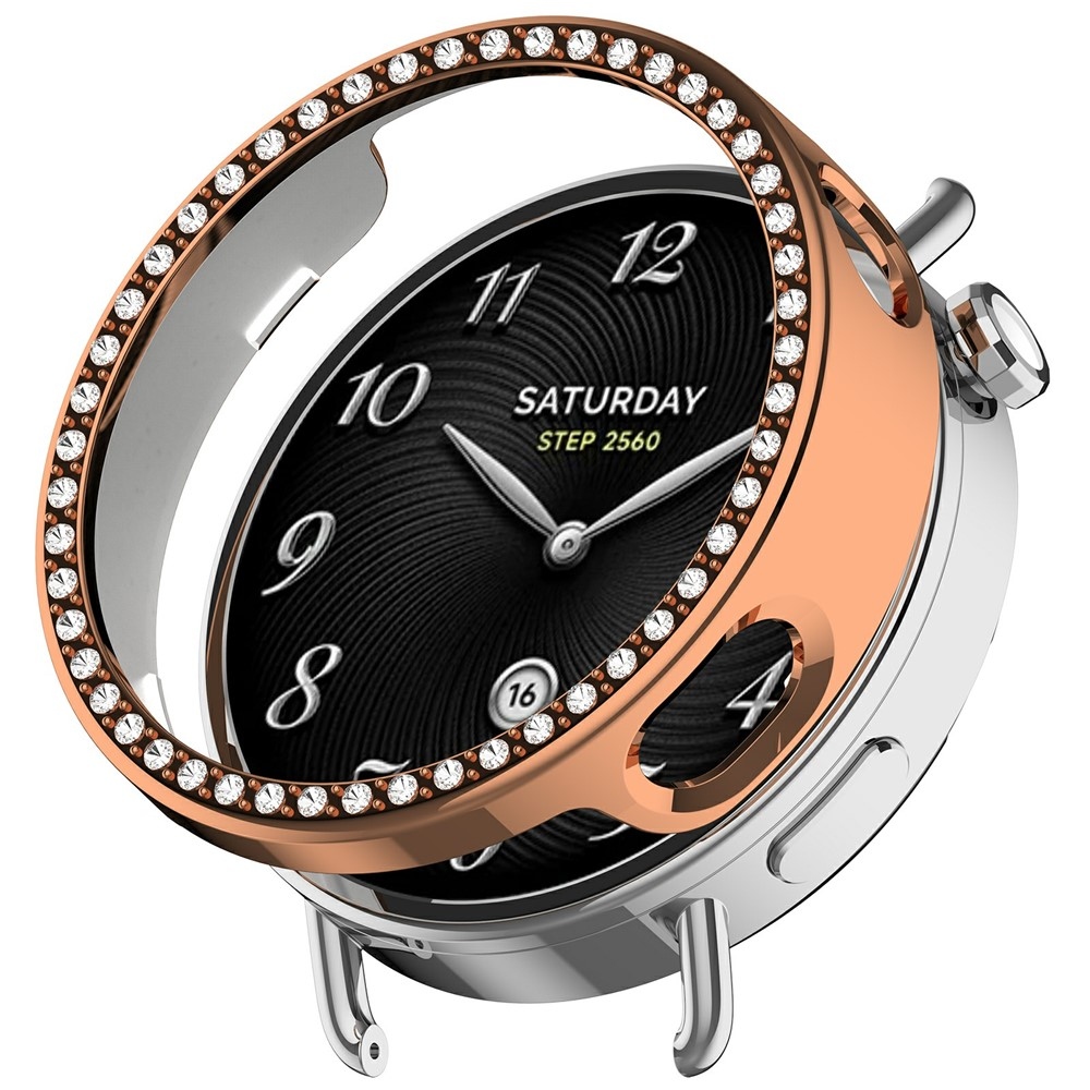 Decory plastové nasazovací pouzdro s kamínky na Xiaomi Watch S4 41mm - růžovozlaté