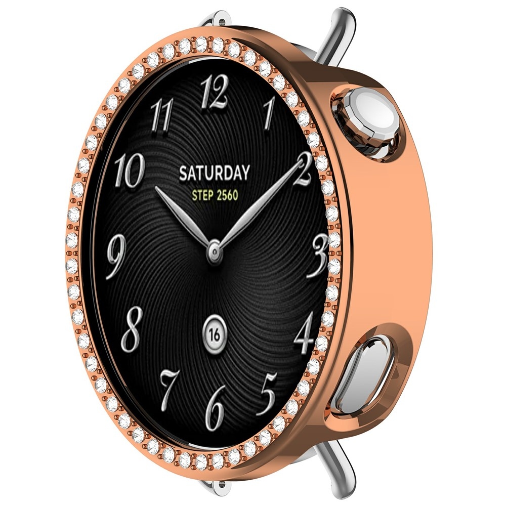 Decory plastové nasazovací pouzdro s kamínky na Xiaomi Watch S4 41mm - růžovozlaté