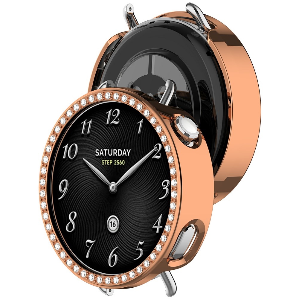 Decory plastové nasazovací pouzdro s kamínky na Xiaomi Watch S4 41mm - růžovozlaté