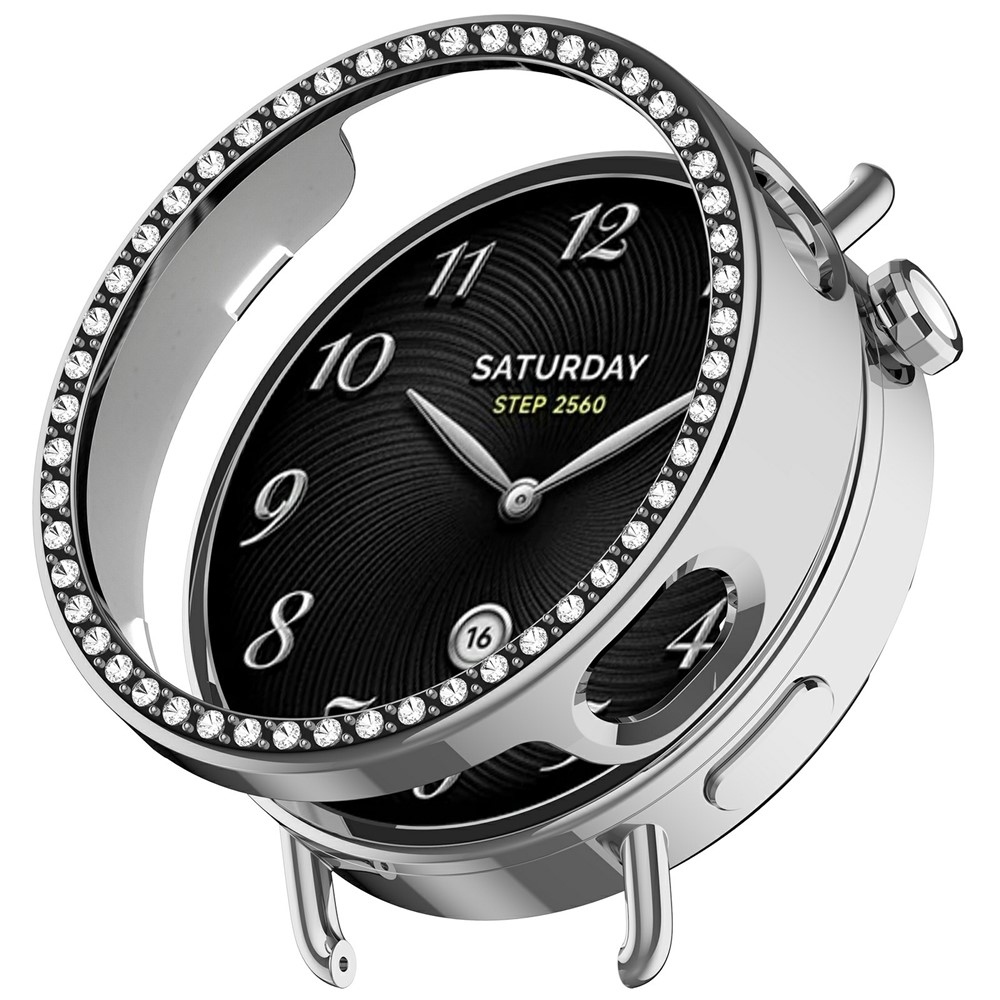 Decory plastové nasazovací pouzdro s kamínky na Xiaomi Watch S4 41mm - stříbrné