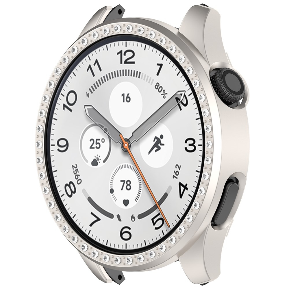 Decory plastové nasazovací pouzdro s kamínky na Xiaomi Watch S5 - béžové