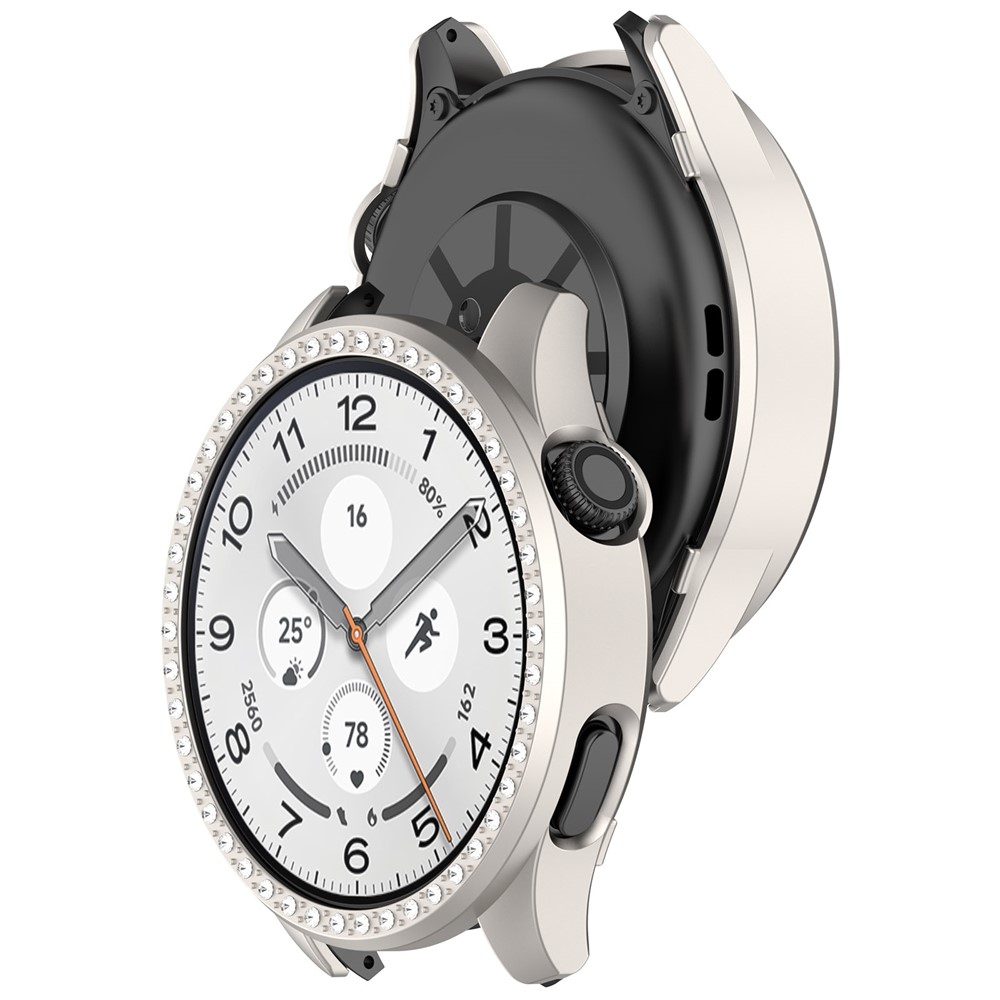 Decory plastové nasazovací pouzdro s kamínky na Xiaomi Watch S5 - béžové